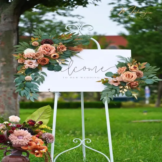 Pack of 2 - Wedding Sign Faux Flower Swag,Ceremony Party Reception Entrance Floral {2}