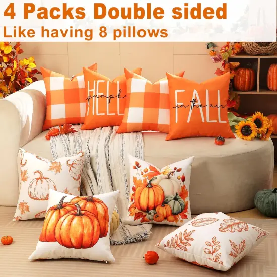 4 Packs Double Sided Throw Pillow Covers, {3}