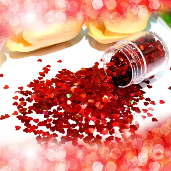 2g Chunky Glitter for Valentine&rsquo;s Day Heart Glitter - Laser Red {3}