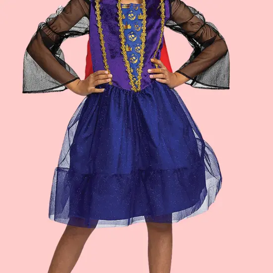 Kids Disney Evil Queen Costume Purple Black Dress with Crown Headband {3}