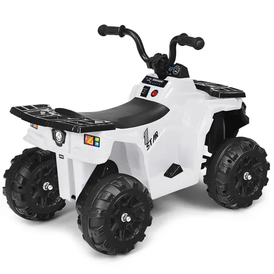 Costway Kids Ride On 4 Wheeler Electric Toy Car ATV Quad 6V Battery Power Led Lights White {6}