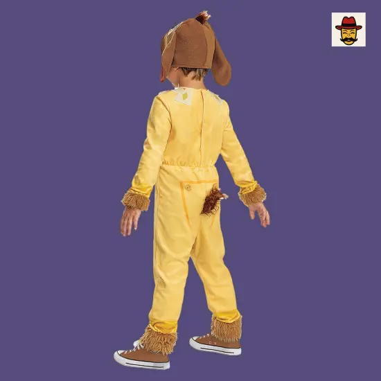 Kids Classic Disney Wish Valentino Costume, Yellow Jumpsuit Faux Fur Goat Headpiece {4}