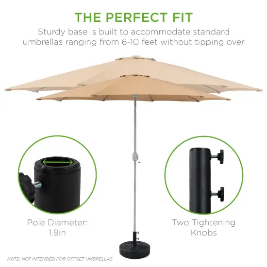 Best Choice Products Fillable Plastic Patio Umbrella Base Stand, Pole Holder w/ Adjustment Knob Black - Faux Wicker {4}