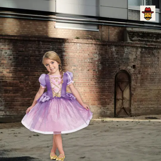 Girls Disney Rapunzel Costume, Purple Pink Dress Tulle Skirt Character Cameo {3}