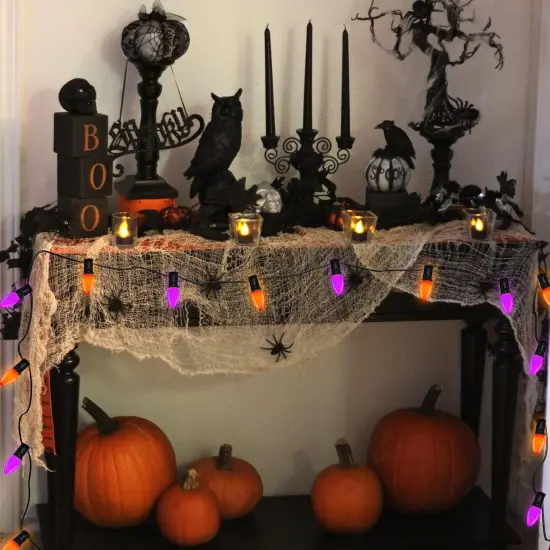 25FT Orange Purple C7 LED Halloween String Lights Outdoor {5}