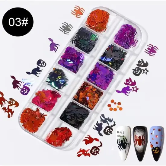 3 Boxes Halloween Nail Art Glitter Sequins {4}