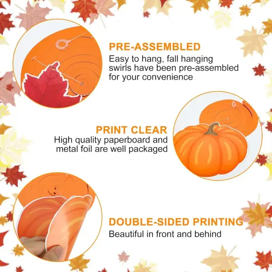 30 Pcs Fall Pumpkin Maple Leaf Hanging Swirls {3}