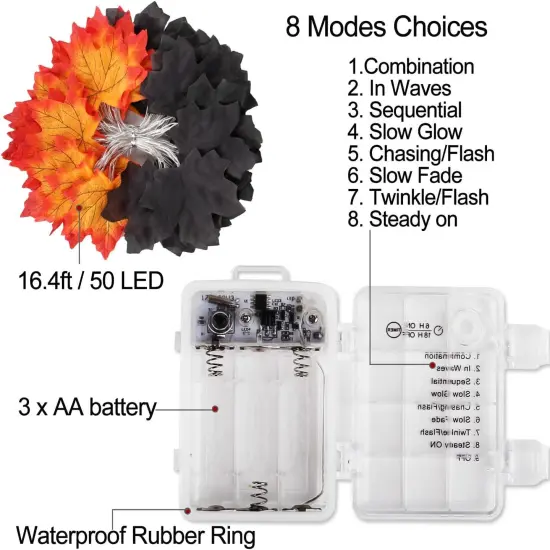 50 LED 16.4Ft Halloween Garland String Lights with Timer {4}