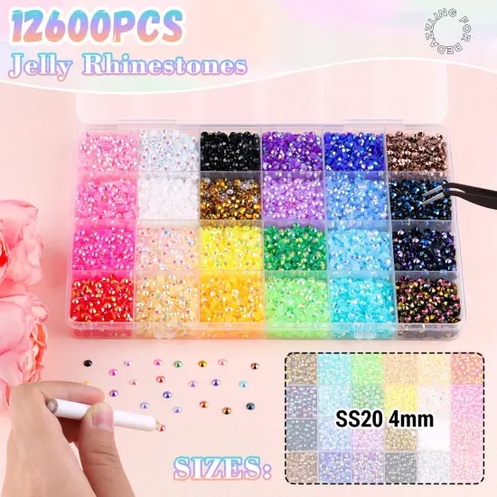 12600Pcs Flatback Resin Rhinestones with B7000 Glue &ndash; 4mm Multicolor Gems {2}