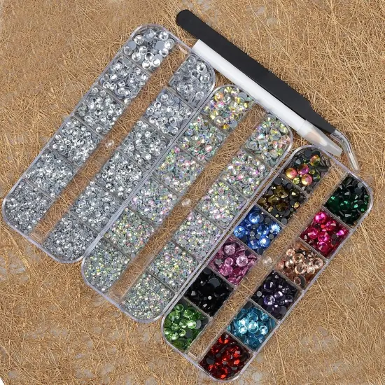 9500+ Flatback Round Rhinestones - 12-Colors and Clear Crystal {6}