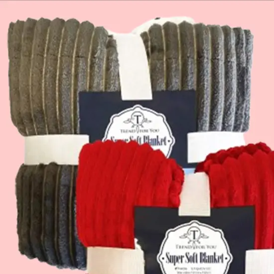 50x60" Sherpa Throw Blanket Charcoal & Red, Ultra-Soft Flannel Fleece Front {6}