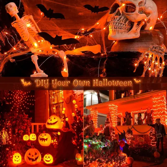 2 Pack Each 33Ft 100LED Orange Halloween Lights {5}