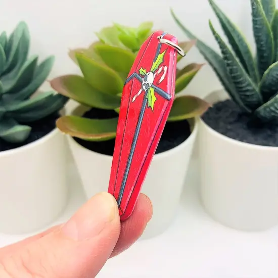 Red Creepy Christmas Coffin Charms, 52x25mm {4}