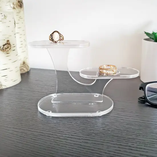 Plymor Clear Acrylic Oval 2-Item Display Riser, 3.5" H x 5.75" W x 2.5" D {3}