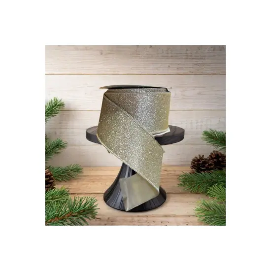 2.5" Glitter Ribbon: Gold (10 Yards) {2}