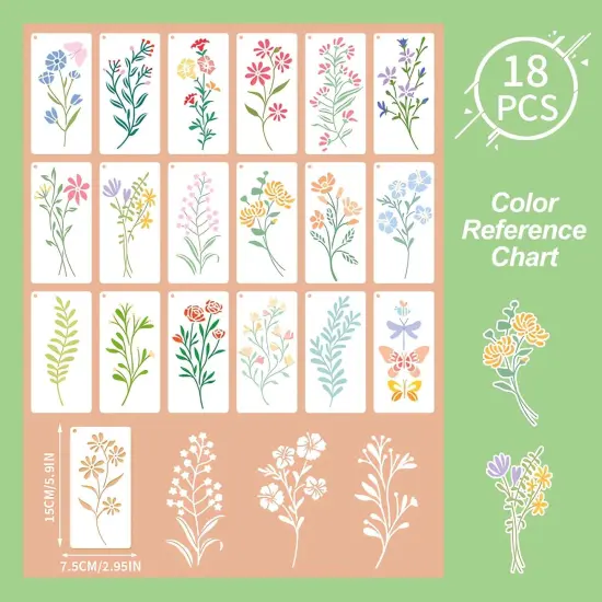 18PCS Flower and Butterfly Stencils - 6x3 Inch {5}