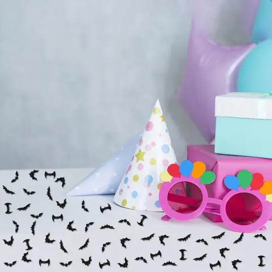 100pcs Black Glitter Bat Shape Confetti {4}