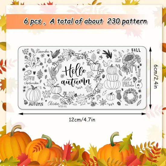 6Pcs Fall Thanksgiving Theme Nail Art Stamping Plate {2}
