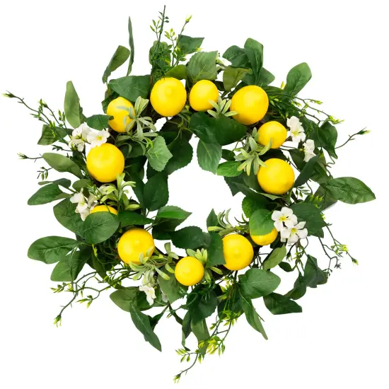 Northlight Lemons and Daisies Artificial Floral Wreath, Yellow - 20-Inch {3}