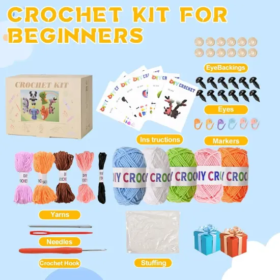 6Pcs Animal Crochet Kits for Beginners {2}