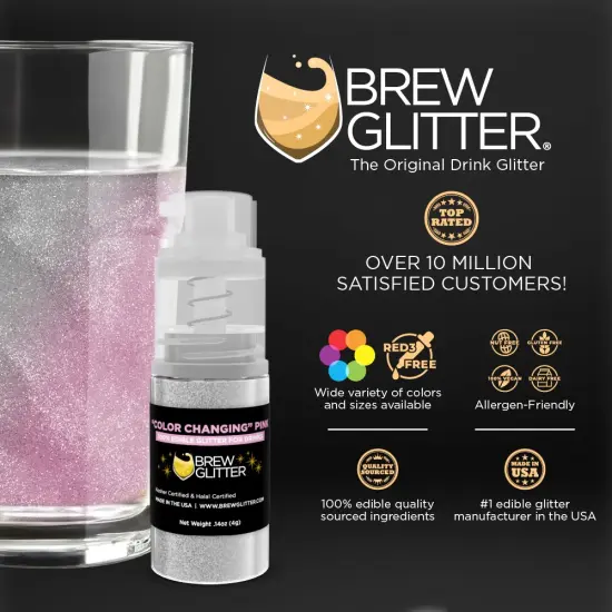 Brew Glitter - Pink Color Changing Edible Drink Glitter (4g, Mini Spray Pump) for Beer, Cocktails and Beverages {2}