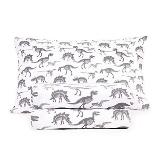Kids Rule 3-Piece Dinosaur X-ray Sheet Set for Boys & Kids - 1 Twin Flat Sheet, 1 Twin Fitted Sheet & 1 Queen Pillowcase, Soft Brushed Microfiber Polyester Bed Sheet, Smooth & Durable Multicolor {6}
