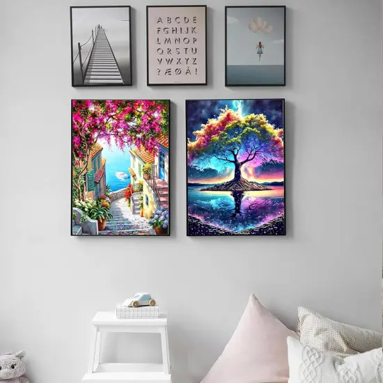 5D Diamond Art Kits for Adults Beginners,Seaside Town DIY Painting with Round Full Drill Diamonds Painting Mosaic Gems Art for Home Office Wall Decor 12x16 Inch {3}