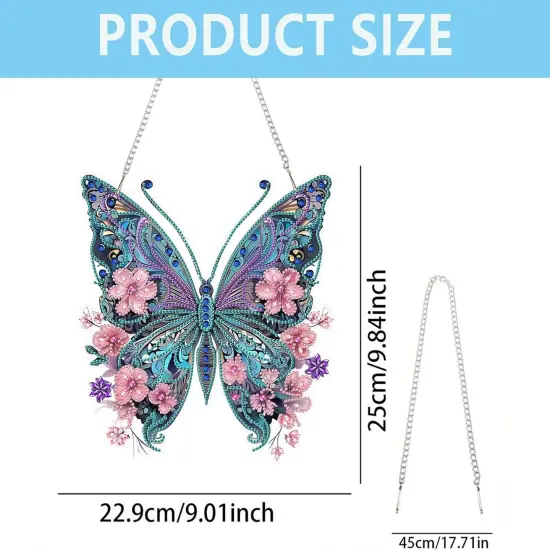 DIY Hanging Diamond Art Pendant Painting Kit Butterfly, Special Crystal Gem Craft Painting Kit Ornament, Box Package,9.0x9.8inch {2}