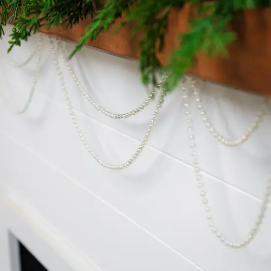 Northlight Shiny Beaded Christmas Garland -15' x .25" - Iridescent - Unlit Clear {4}