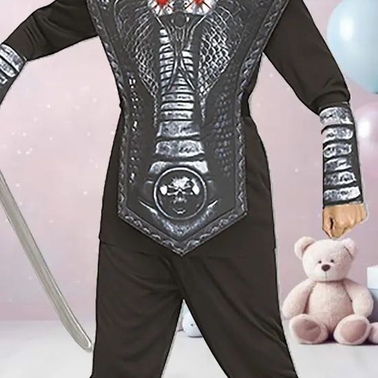 Child Silver Cobra Ninja Costume Complete Warrior Roleplay Set {3}