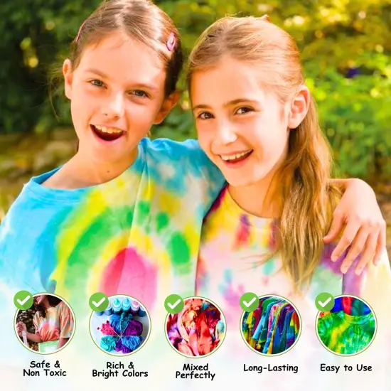 Tie Dye Kit for Kids & Adults - Complete DIY Tie Dye Set w/Tie Dye Powder in Tie Dye Refill Packets -Fun Kids Tie Dye Kit w/Nozzle Spray Tie Dye Kit for Fabric - Dye for Clothing (Pack of 18, 60 ml) {4}