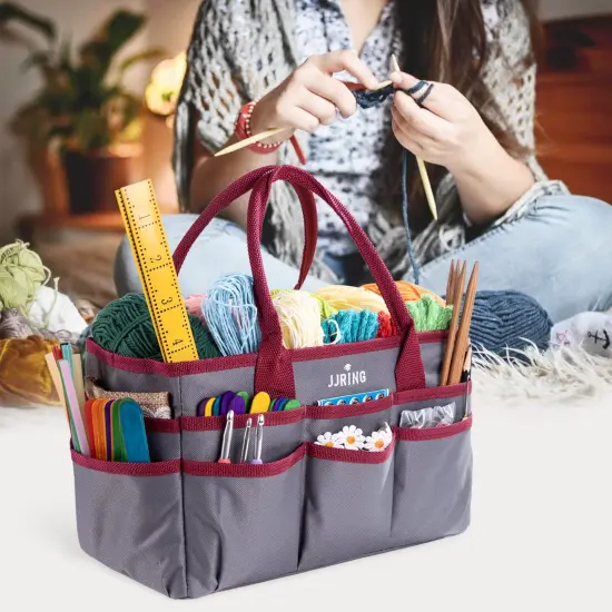 Craft and Art Tote - 600D Grey Nylon Fabric Art Sewing Organizer Bag with Pockets - for Craft, Scrapbooking, Medical, and Office Supplies Storage {2}
