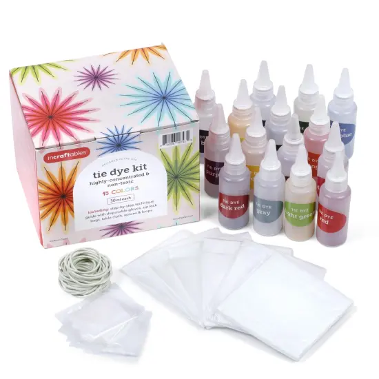 Incraftables Tie Dye Kit for Adults & Kids. Bulk Tie Dye Powder Set Non Toxic 15 Colors Guide, Disposable Gloves, Zip Lock Bags, Table Cloth, Aprons & Loops for Beginner & Pro {2}