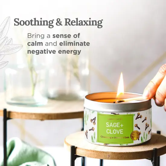 Magnificent 101 Long Lasting Sage + Clove Scented Smudge Candle | 6 Oz - 35 Hour Burn Time | Made of Soy Wax for House Energy Cleansing & Manifestation | Energize Your Financial Journey Multicolor {4}