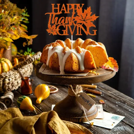 10PCS Happy Thanksgiving Glitter Cake Toppers {3}