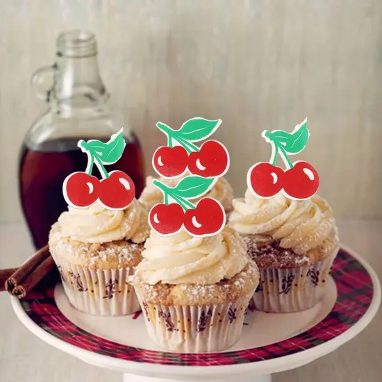 Edible Cherry Cupcake Toppers {6}