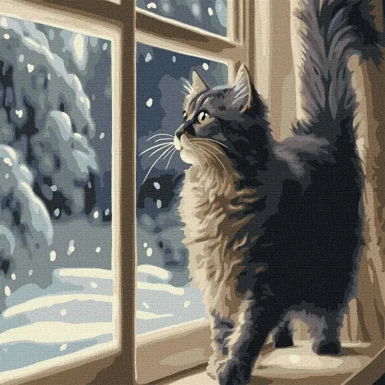 Painting by Numbers kit Snowfall Outside the Window KHO6550 {2}