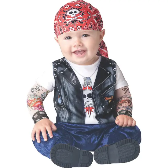 Born To Be Wild Toddler Costume with Biker Jacket and Do Rag Cap {1}