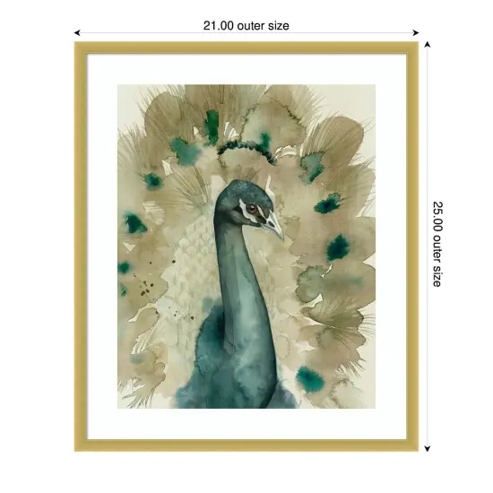 Sepia Peacock I by Grace Popp Wood Framed Wall Art Print {4}