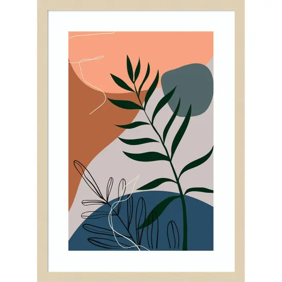 Boho Leaves I by Arctic Frame Wood Framed Wall Art Print {1}