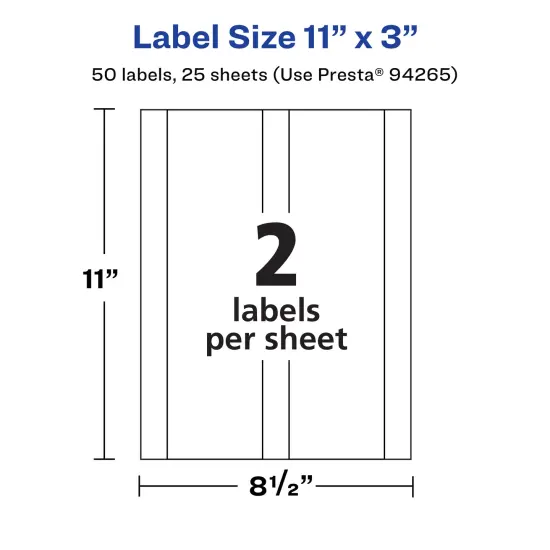 Avery Durable Waterproof Rectangle Labels, 11" x 3" {5}