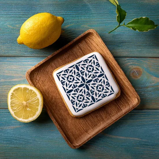 Old World Tile Cookie & Craft Stencil | CM132 by Designer Stencils | Cookie Decorating Tools | Baking Stencils for Royal Icing, Airbrush, Dusting Powder | Craft Stencils for Canvas, Paper, Wood | Reusable Food Grade Stencil {2}