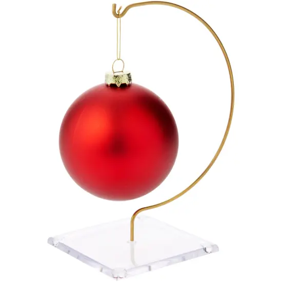 Plymor Wire Ornament Hanger Display with 3.25" Clear Acrylic Thin Square Base, 6" H {2}