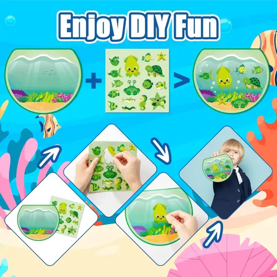 24PCS Color Sorting Summer Sea Animal Sticker Scene for Kids, Make A Sea Scene with Shark Tropical Fish, Make Your Own Ocean Animal Sticker Art Craft, DIY Fall Games Activities {2}