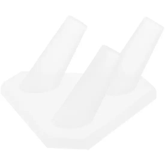 Plymor Frosted Acrylic Ring Finger Display, Triple on Triangle Base, 3.5" W x 3.25" D x 1.75" H {2}