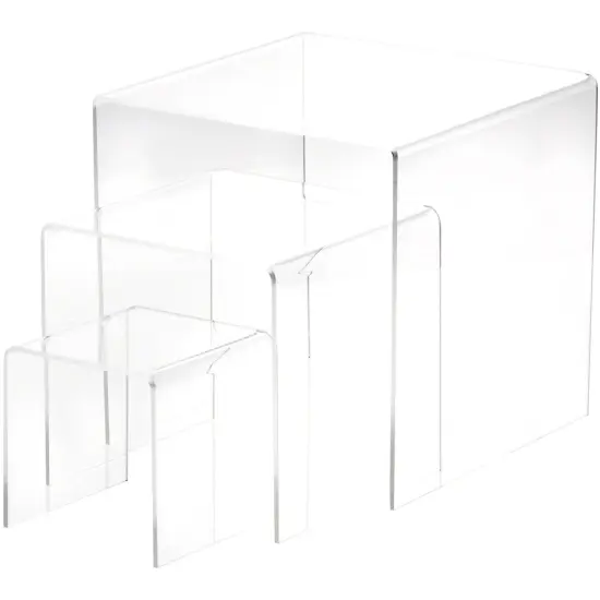 Plymor Clear Acrylic Square Display Risers, 4", 6", 8" Assortment Pack, Set of 3 (Medium) (1/8" thick) {1}
