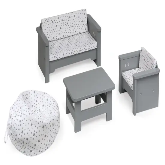 Badger Basket Living Room Furniture Set for 18 inch Dolls - Gray/White {1}