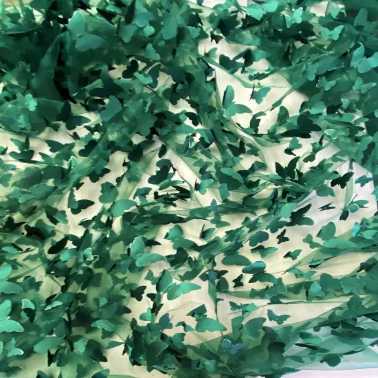 1 Yard Hunter Green 3D Butterfly Stretch Mesh Fabric with Satin Appliqu&eacute; for Costumes and Dresses 54 Inch Wide {4}