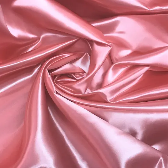 1 Yard Coral Bridal Satin Fabric 58/60 Inch Wide Lustrous Smooth Polyester for Sewing, DIY & Decorations {1}