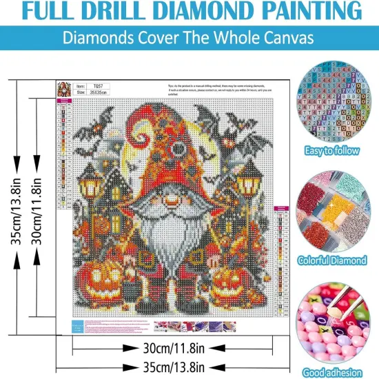 13.8x13.8 Inch - Gnome Pumpkin Bat Diamond Painting Kits for Adults {4}